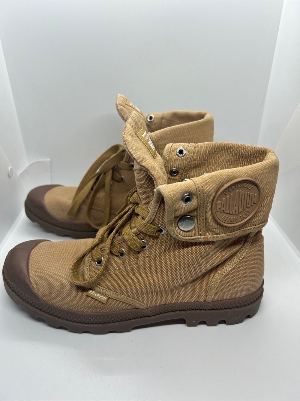 Palladium Women’s Pampa Baggy Wax 02353-209 Woodlin Canvas Boots  Size 10 - Picture 2 of 13